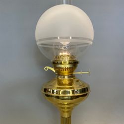 Brittisk mässingsfotogenlampa med Duplexbrännare