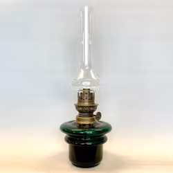 Mörkgrön fotogenlampa i glas 10'''