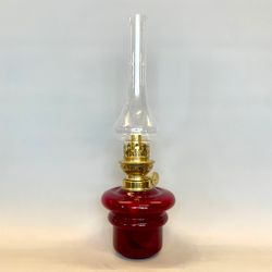 Vinröd fotogenlampa i glas 8'''