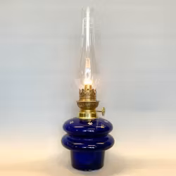 Bordsfotogenlampa i handmålat blått glas 10'''