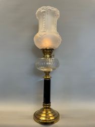 Piedestalfotogenlampa på svart fot med jugendkupa 14'''