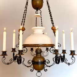 1890-tals fotogenlampa i koppar och järn med 9 ljus 20'''