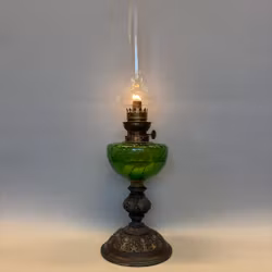 Klassisk grön bordsfotogenlampa 10'''