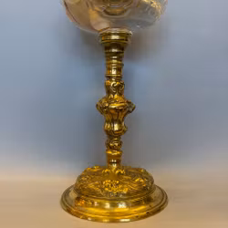 Mässingsfotogenlampa med tulpankupa 14'''