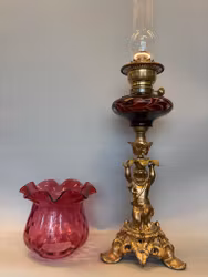 Rosa/röd fotogenlampa med Baldurbrännare 20'''