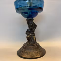 Blå bordsfotogenlampa på figurinfot 10'''