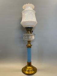 Piedestalfotogenlampa på blå fot med kupa 14'''