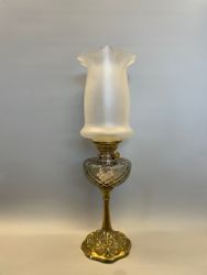 Fransk jugendfotogenlampa med äldre kupa 14'''