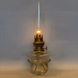 Bordsfotogenlampa i glas/mässing 10'''