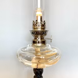 Fotogenlampa på svart zinkfot/nickel 8'''