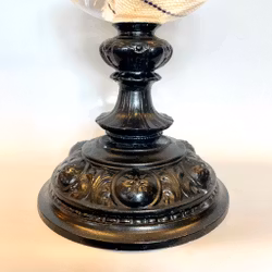 Fotogenlampa på svart zinkfot/nickel 14'''