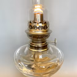 Fotogenlampa på svart zinkfot/nickel 14'''