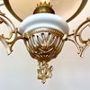 Antik korgfotogenlampa i gjutjärn 14'''