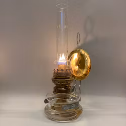Väggfotogenlampa med rund mässingsreflektor 14'''