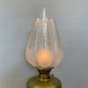 Olivgrön bordsfotogenlampa med tulpankupa 14'''