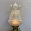 Grön piedestalfotogenlampa med kupa 14'''
