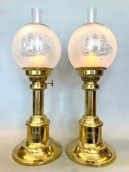 Harnisch mässingsfotogenlampa med fullriggare 10'''