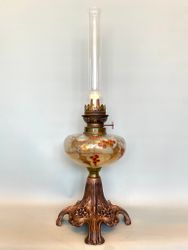 Kopparfärgad fotogenlampa med järneksmotiv 14'''