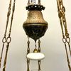 Antik jugendfotogenlampa med kragskärm i celadon 20'''