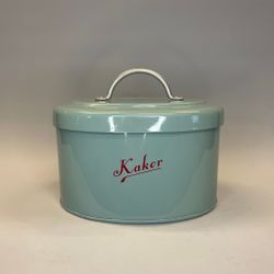 Kakburk oval i plåt - turkos/röd