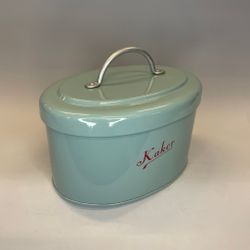 Kakburk oval i plåt - turkos/röd
