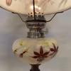 Fotogenlampa handmålad med kopparfot och liten Rochesterskärm 15'''