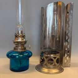 Väggfotogenlampa turkos med korgreflektor 10'''