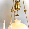 Antik takfotogenlampa i mässing 14''' för 6 ljus