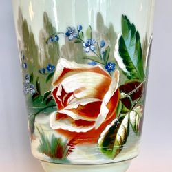 Brittisk mintgrön Duplexfotogenlampa med blomstermotiv
