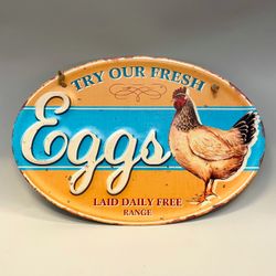 Plåtskylt: Ägg