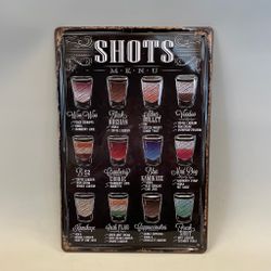 Plåtskylt: Shots (olika sorters)