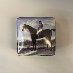 Porslinsask med lock - svart häst