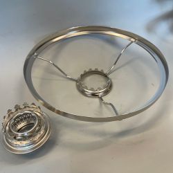 Skärmring + galleri till fotogenlampa förnicklad (Ø 39 mm - 235 mm) - Passar 14''' innerdel