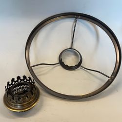 Skärmring + galleri till fotogenlampa patinerad (Ø 39 mm - 235 mm) - Passar 14''' innerdel