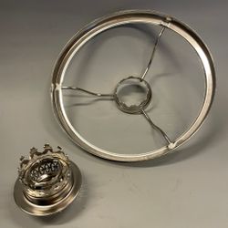 Skärmring + galleri till fotogenlampa förnicklad (Ø 33 mm - 190 mm) - Passar 10''' innerdel