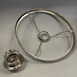 Skärmring + galleri till fotogenlampa förnicklad (Ø 33 mm - 235 mm) - Passar 10''' innerdel