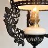 Svart takfotogenlampa med vacker skärmring - antik 10'''