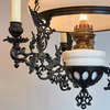 Antik takfotogenlampa med tre ljusarmar 14'''