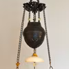 Antik takfotogenlampa med tre ljusarmar 14'''