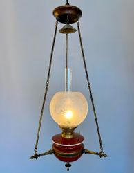 Äldre takfotogenlampa med klotkupa 14'''