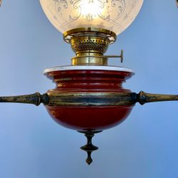 Äldre takfotogenlampa med klotkupa 14'''