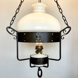 Riktigt stor takfotogenlampa i svart hamrat järn 20'''