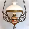 Stor antik takfotogenlampa i majolika 20'''