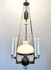 Antik takfotogenlampa i mässing 14''' för 6 ljus