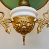 Antik korgfotogenlampa med turkos skärm 14'''