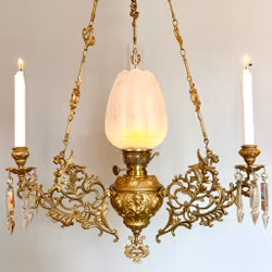 Trearmad takfotogenlampa antik 20''' med Freyabrenner