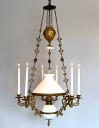 Antik takfotogenlampa med 6 ljus från 1870-talet 14'''