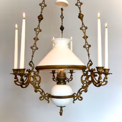 Antik takfotogenlampa med 6 ljus från 1870-talet 14'''