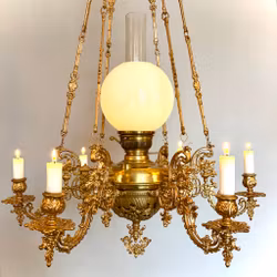 Sexarmad takfotogenlampa antik 20''' med Eddabrenner