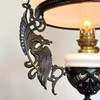 Antik svart bevingad fotogenlampa 10'''